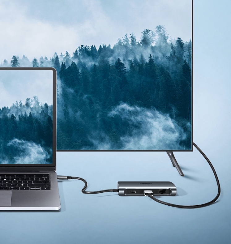 Bộ chuyển USB Type-C to HDMI, Lan, USB 3.0, sạc Type-C Ugreen 50771 Bộ chuyển USB Type-C to HDMI, Lan, USB 3.0, sạc Type-C Ugreen 50771