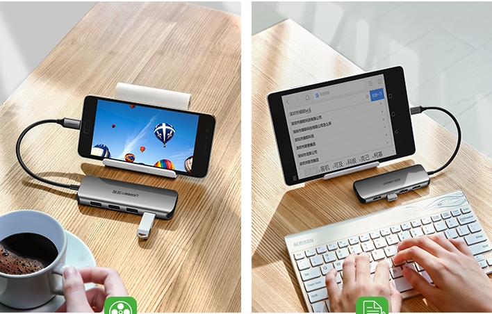 Bộ chia USB Type C ra 4 cổng USB 3.0 hỗ trợ cổng USB-C cấp nguồn Ugreen 50980 Bộ chia USB Type C ra 4 cổng USB 3.0 hỗ trợ cổng USB-C cấp nguồn Ugreen 50980