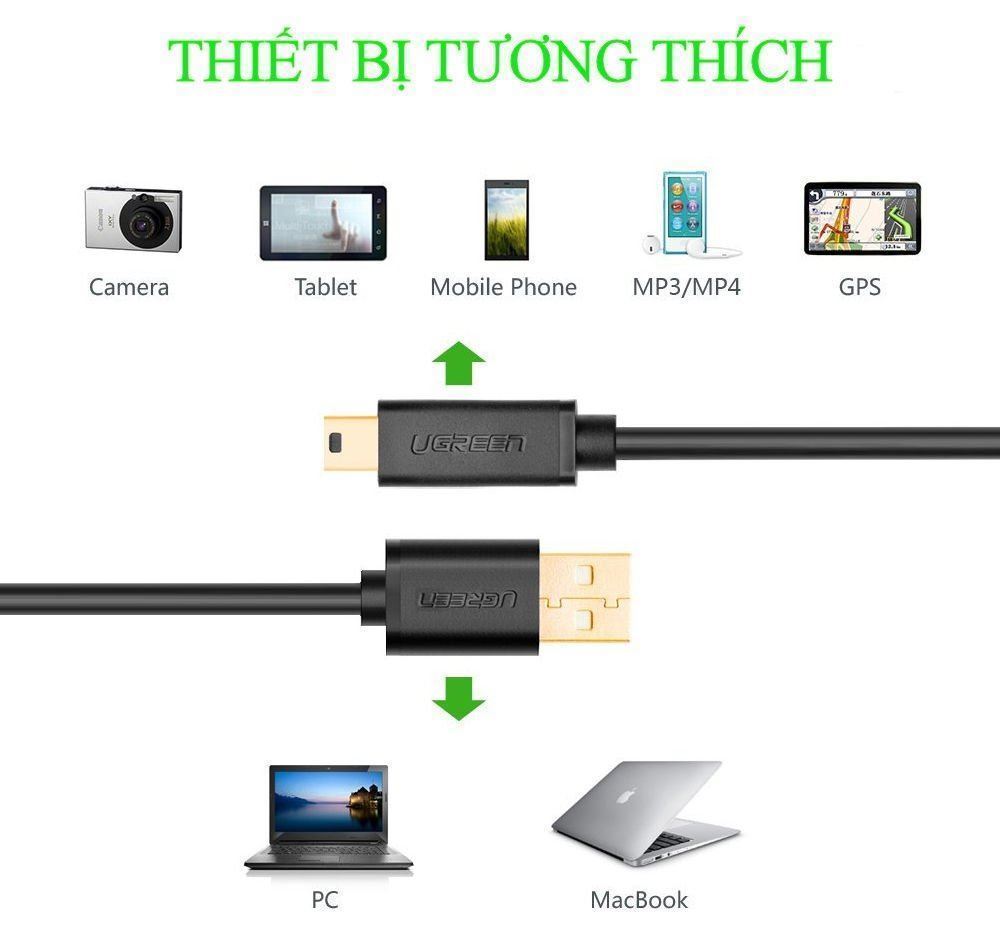 Cáp Mini USB to USB 2.0 dài 0.5m Ugreen 10354 Cáp Mini USB to USB 2.0 dài 0.5m Ugreen 10354