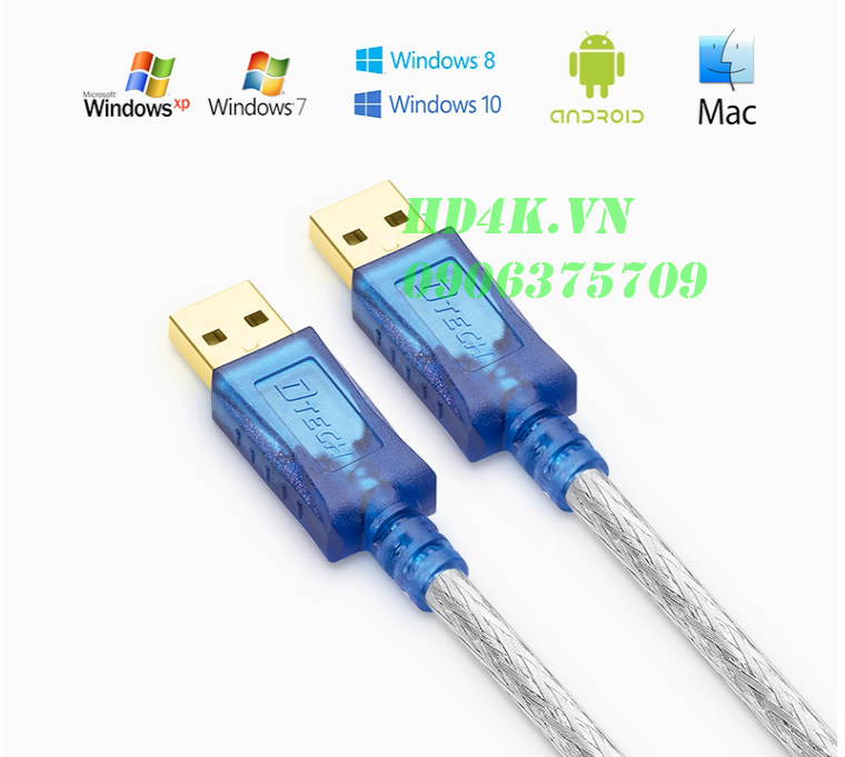 Cáp USB to USB 2.0 dài 10m 2 dầu dương DTECH DT-5026C Cáp USB to USB 2.0 dài 10m 2 dầu dương DTECH DT-5026C
