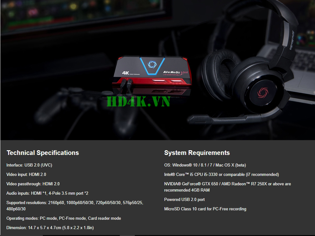 AVerMedia Live Gamer Portable 2 Plus GC513 4K GC513 AVerMedia Live Gamer Portable 2 Plus GC513 4K GC513