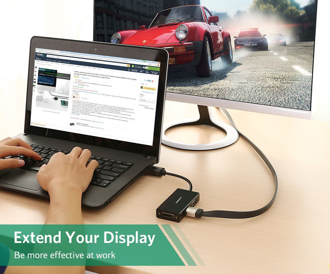 Cáp chuyển DisplayPort to HDMI, VGA, DVI Ugreen 20420 Cáp chuyển DisplayPort to HDMI, VGA, DVI Ugreen 20420