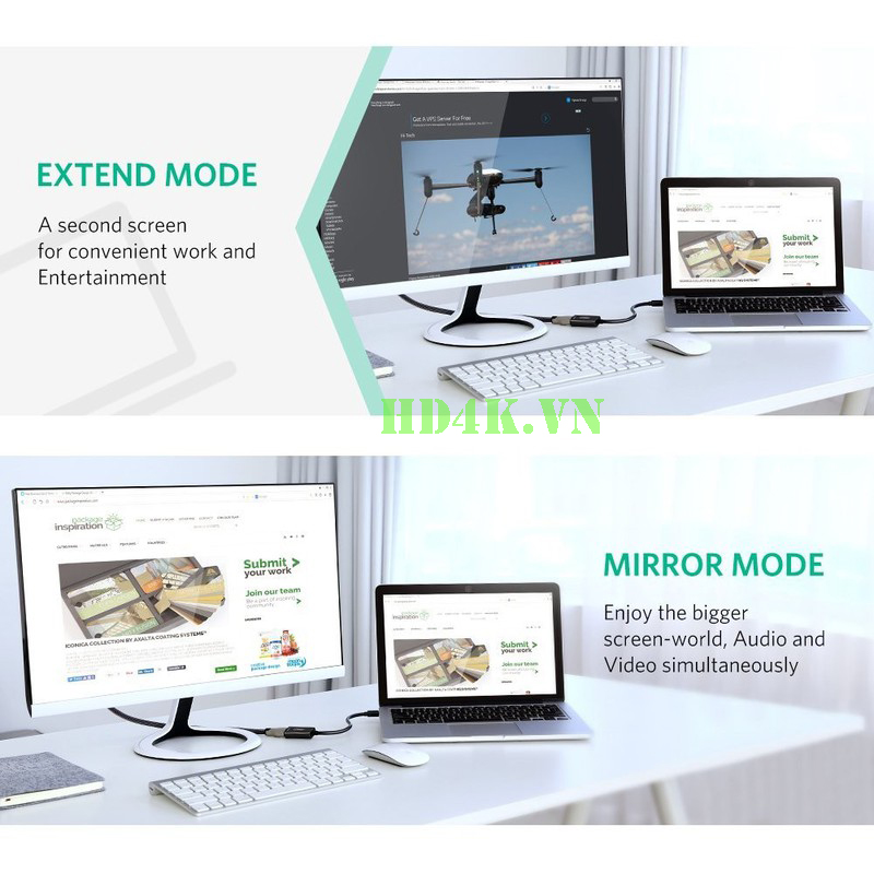 Cáp chuyển Mini DisplayPort to HDMI Ugreen 40360 hỗ trợ 4K Cáp chuyển Mini DisplayPort to HDMI Ugreen 40360 hỗ trợ 4K