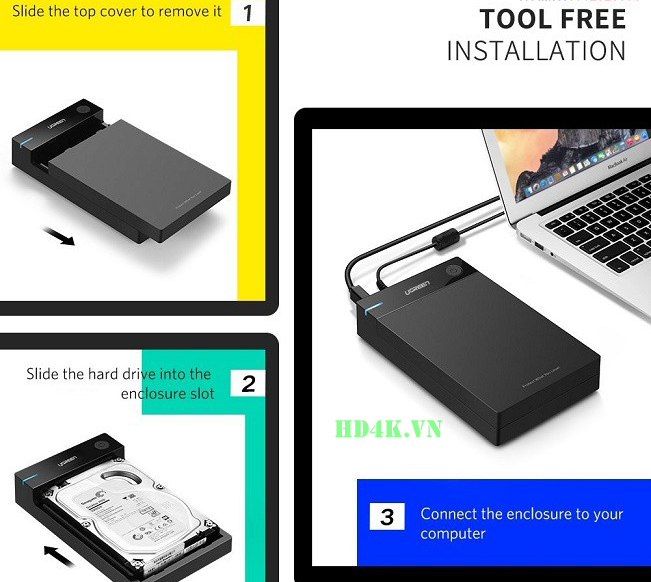 Hộp đựng ổ cứng 3.5 inch Sata/USB 3.0 hỗ trợ 10TB  Ugreen 50422