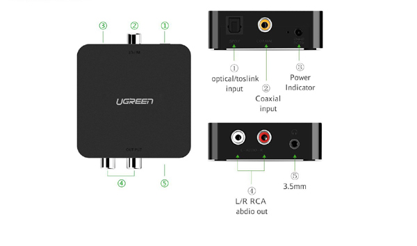 Bộ chuyển Quang (optical), Coaxial to RCA Ugreen 30910 Bộ chuyển Quang (optical), Coaxial to RCA Ugreen 30910