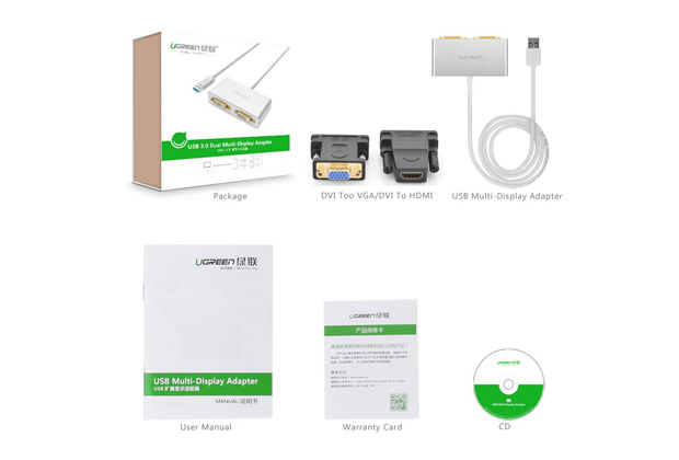 ugreen-40246, cap-chuyen-usb-to-dvi, cap-chia-dvi