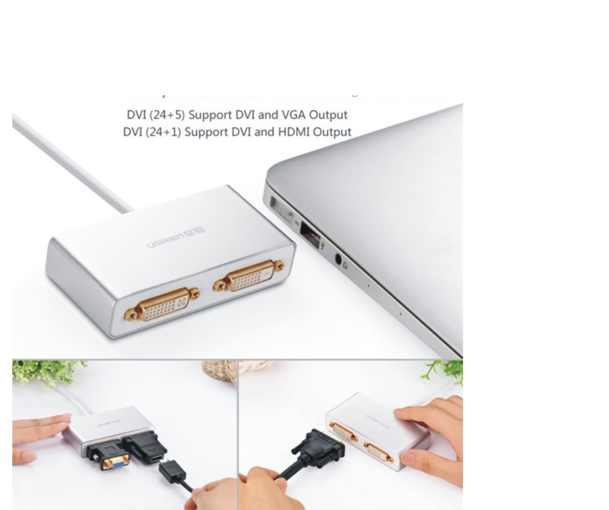 ugreen-40246, cap-chuyen-usb-to-dvi, cap-chia-dvi