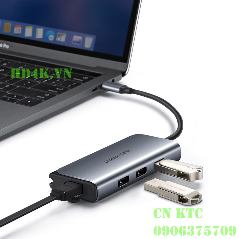 Bộ chia USB Type C 4 cổng USB 3.0 Lan RJ45 Ugreen 50252
