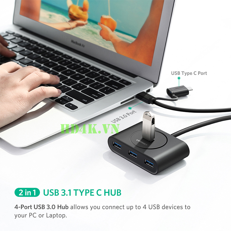 ugreen. ugreen-40851, hub-usb. chia-type-c