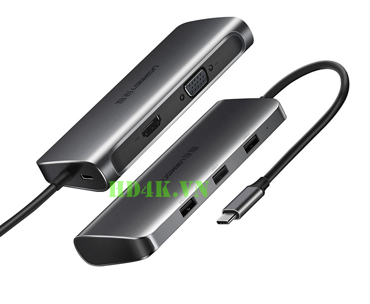Bộ chuyển Type C sang HDMI/VGA + Hub USB 3.0 Ugreen 50319 Bộ chuyển Type C sang HDMI/VGA + Hub USB 3.0 Ugreen 50319