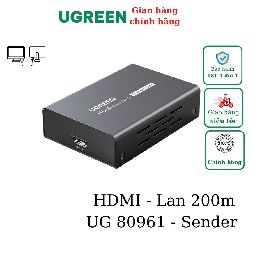 Bộ khuếch đại HDMI qua Lan 200m  (Transmitter) Ugreen 80961