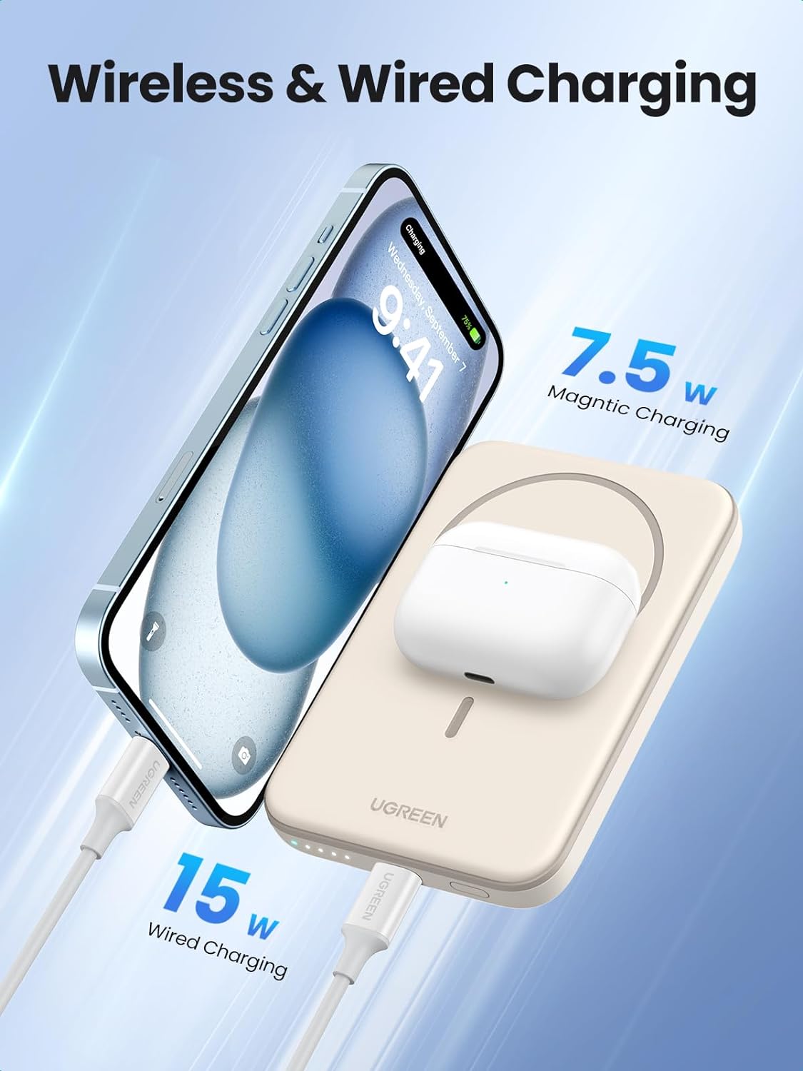 Pin sạc dự phòng 5000mAh Magnetic Wireless Power Bank Ugreen 25207 PB560 Pin sạc dự phòng 5000mAh Magnetic Wireless Power Bank Ugreen 25207 PB560