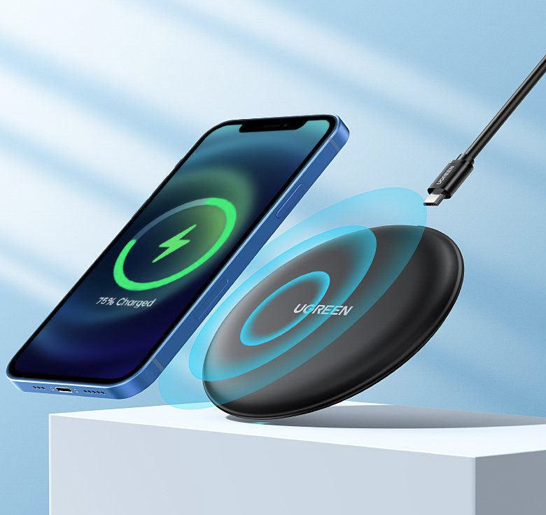 Sạc không dây cho điện thoại thông minh màu đen Ugreen 15112 Sạc không dây cho điện thoại thông minh màu đen Ugreen 15112