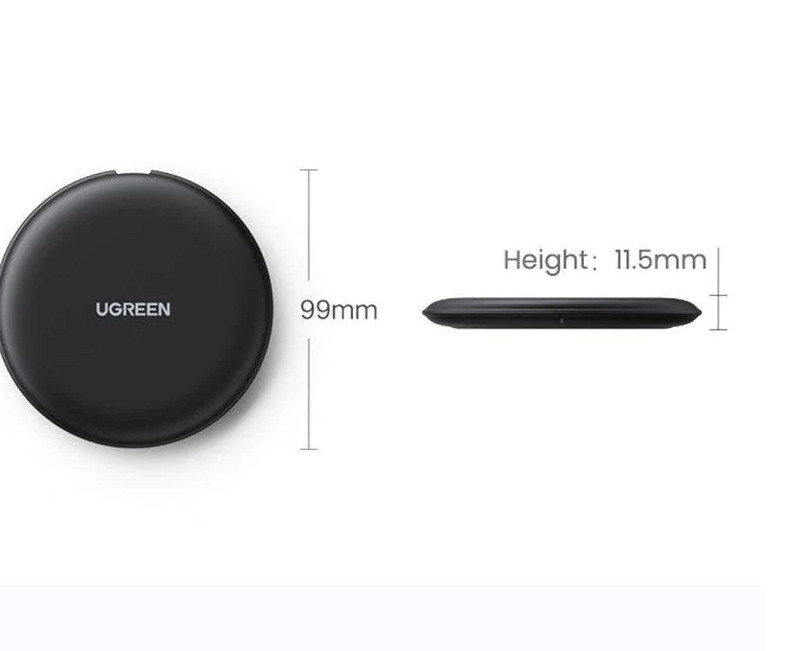 Sạc không dây cho điện thoại thông minh màu đen Ugreen 15112 Sạc không dây cho điện thoại thông minh màu đen Ugreen 15112
