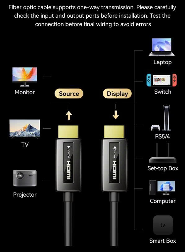 Cáp dữ liệu VIDEO HDMI 8K sợi quang dài 5m Jasoz T-A355 Cáp dữ liệu VIDEO HDMI 8K sợi quang dài 5m Jasoz T-A355