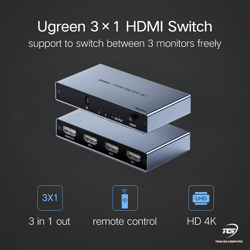 Bộ chuyển mạch HDMI 2.0 3 vào 1 ra hỗ trợ 4K Jasoz T-G179 Bộ chuyển mạch HDMI 2.0 3 vào 1 ra hỗ trợ 4K Jasoz T-G179