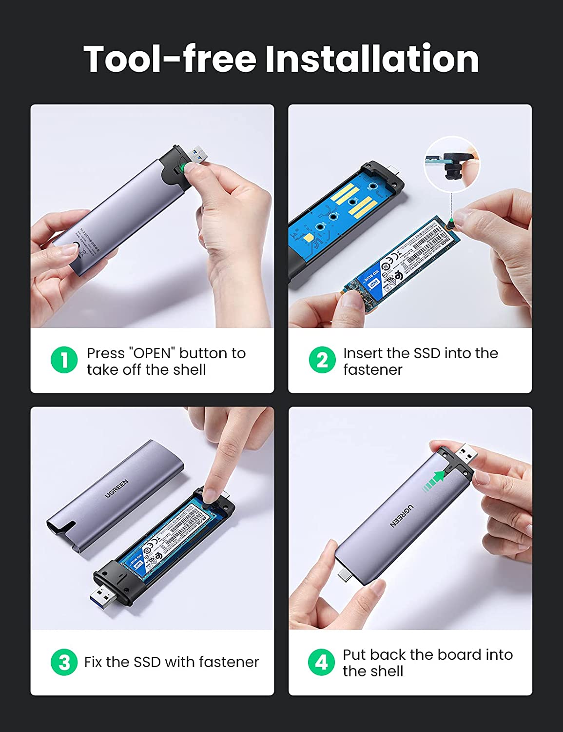 Thiết bị đựng ổ cứng SSD Sata M.2 B-Key & M+B Key SATA NGFF 2280/2260/2242/2230 tốc độ 6Gbps Ugreen 70533 Thiết bị đựng ổ cứng SSD Sata M.2 B-Key & M+B Key SATA NGFF 2280/2260/2242/2230 tốc độ 6Gbps Ugreen 70533