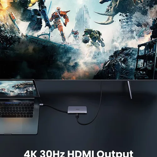 Bộ chuyển Type-C to HDMI + Lan +  USB 3.0 +  SD/TF + PD Type-C 100W Ugreen 50852