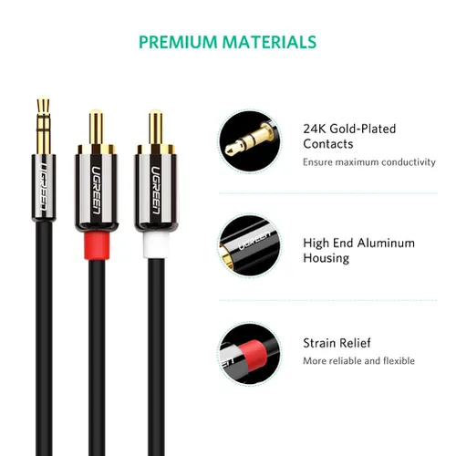 Cáp âm thanh 1 ra 2 RCA 2M Ugreen 10584