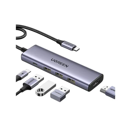 Bộ chuyển Type C To HDMI + 3*USB 3.0 + PD Power 4K@30Hz  Ugreen 15596