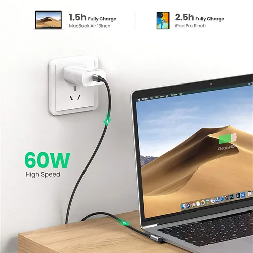 Cáp sạc Type C bẻ góc 90 dài 1m Ugreen 50123