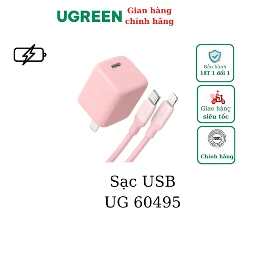 Củ sạc Type C Fast Charger 20W (Light Pink) Ugreen 60897
