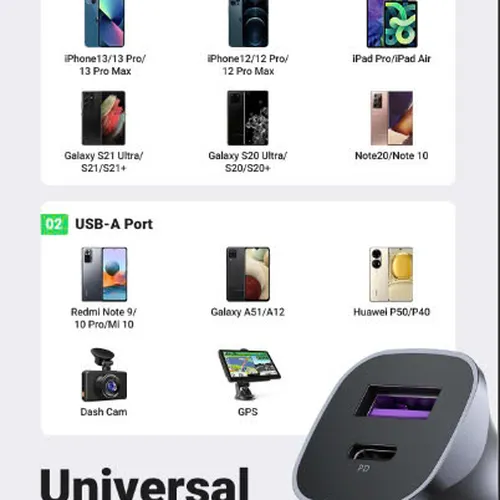 Tẩu sạc ô tô 30W cổng Type C  USB A  Ugreen 40858 CD130