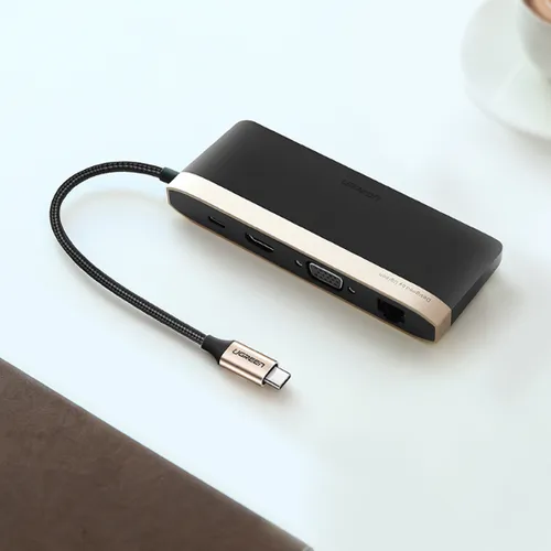 Bộ chuyển đa năng Type C to HDMI+ VGA + USB 3.0 + LAN 1Gbps + Card Reader Ugreen 50988