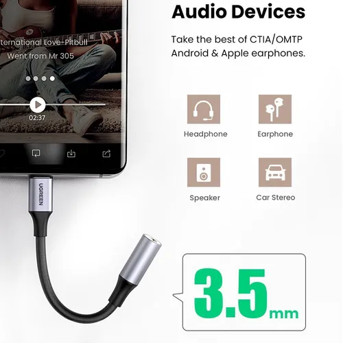 Bộ chuyển đổi âm thanh USB Type C to 3.5mm với chip DAC Ugreen 80154