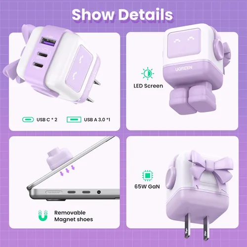 Củ sạc nhanh Robot GaN Nexode RG 65W Ugreen 35314