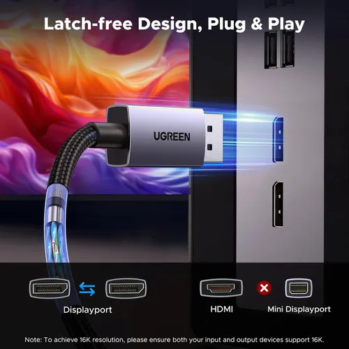 Cáp Displayport 2.1 hỗ trợ 16K dài 1M Ugreen 55567 DP131