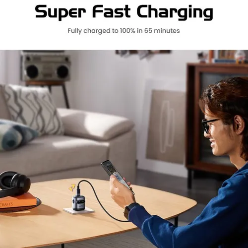 Sạc điện thoại 1 cổng USB-C GaN 30W màu xanh hồng tạo hình robot Ugreen 45006 X662