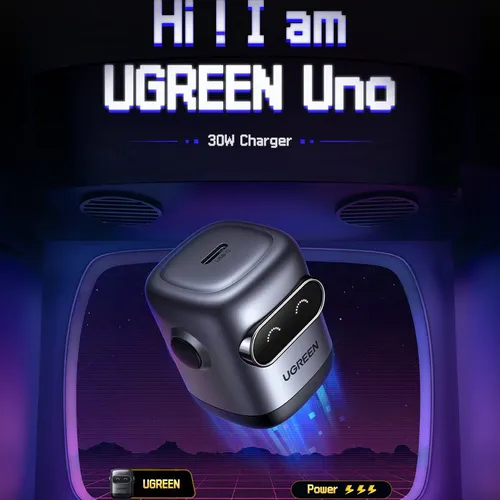 Sạc điện thoại 1 cổng USB-C GaN 30W màu xanh hồng tạo hình robot Ugreen 45006 X662
