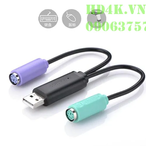 Cáp chuyển USB 2.0 sang PS/2 cho bàn phím chuột Ugreen 20219