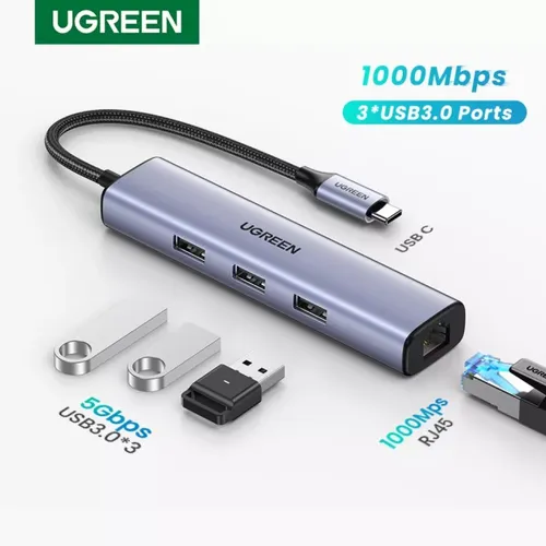 Bộ chia Type C 3 cổng USB 3.0 + Lan RJ45 Ugreen 20932