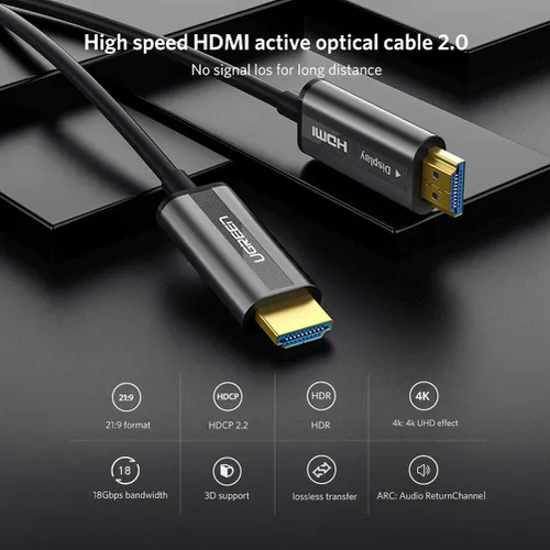 Cáp HDMI 2.0 sợi quang 50m hỗ trợ 4K/60Hz Ugreen 50219