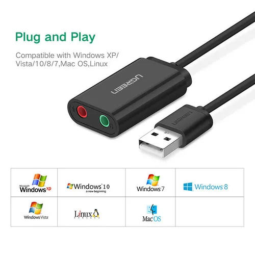Cáp chuyển USB 2.0 to 3.5mm  Ugreen30724