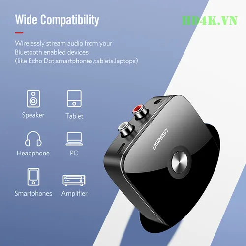 Bộ thu bluetooth 5.1 cho loa, amly hỗ trợ cổng 3.5mm + rca ugreen 40759