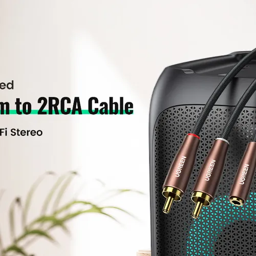 Cáp chuyển 3.5m cái sang 2 RCA dài 2m Ugreen 50131