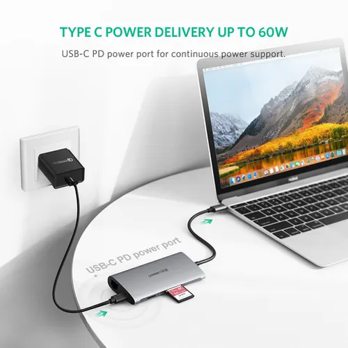 Bộ chuyển đa năng USB Type-C to HDMI, Lan, USB 3.0, SD/TF, sạc Type-C Ugreen 50538