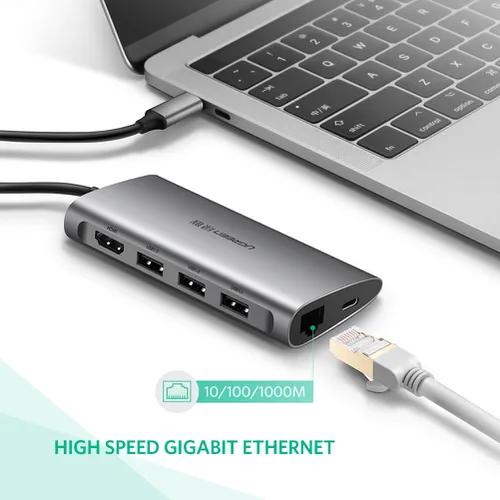 Bộ chuyển đa năng USB Type-C to HDMI, Lan, USB 3.0, SD/TF, sạc Type-C Ugreen 50538