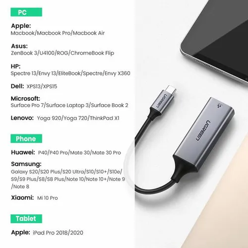 Cáp chuyển USB Type C sang LAN 1Gbps Ugreen 50737