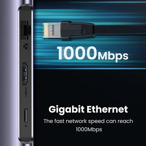 Bộ chuyển Type-C to HDMI + Lan +  USB 3.0 +  SD/TF + PD Type-C 100W Ugreen 50852