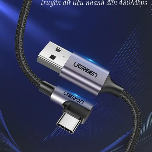 Cáp chuyển Type C to USB 2.0 góc 90 dài 2m Ugreen 50942