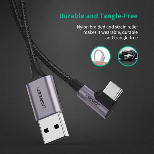 Cáp chuyển Type C to USB 2.0 góc 90 dài 2m Ugreen 50942