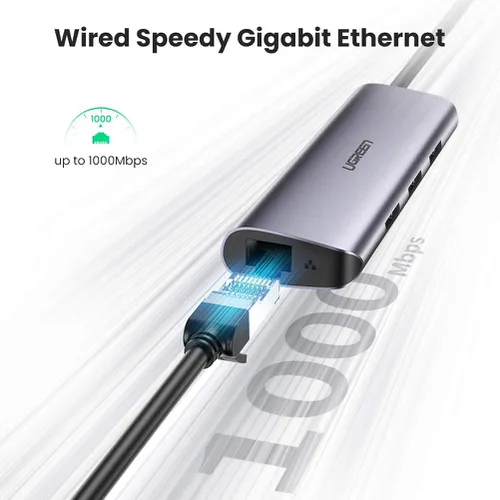 Bộ chia Type C 3 cổng USB 3.0 + Lan RJ45 Ugreen 60718