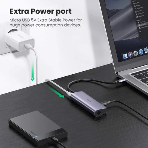 Bộ chia Type C 3 cổng USB 3.0 + Lan RJ45 Ugreen 60718