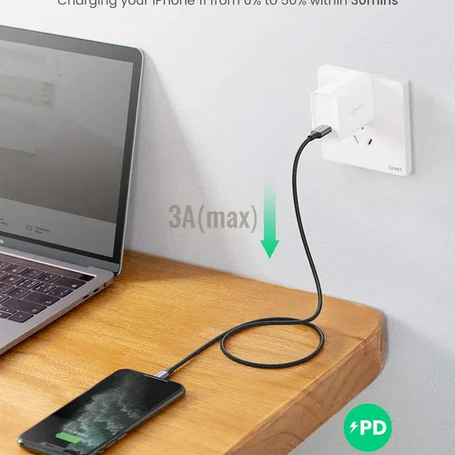 Cáp USB TypeC sang Lightning dây vỏ bện  dài 1m Ugreen 60759