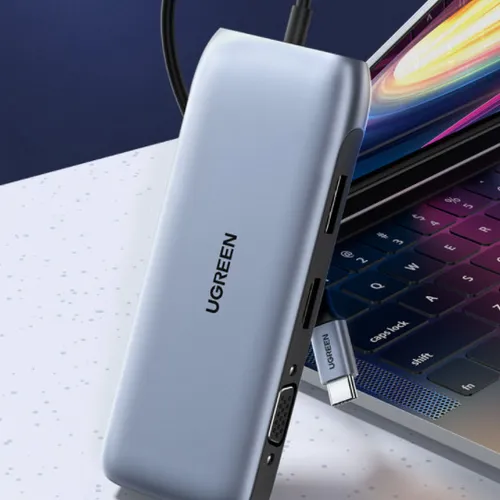 Bộ chuyển Type C to HDMI + VGA + DP + USB 3.0 + Card Reader + Type C Ugreen 70301