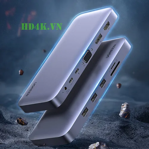 Bộ chuyển Type C to HDMI + VGA + DP + USB 3.0 + Card Reader + Type C Ugreen 70305
